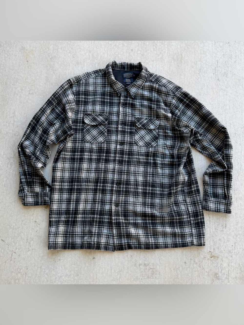 Pendleton Board Shirt Men 3XLT 100% Wool Plaid White Black Outdoor